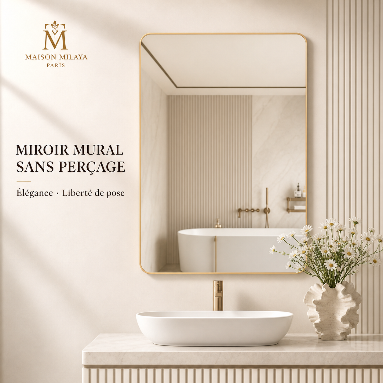 Miroir mural sans perçage Maison Milaya – vue principale