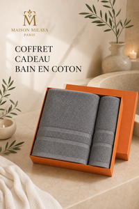 Coffret cadeau bain en coton avec serviette et essuie-mains – Maison Milaya