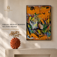 Tableau Abstrait Moderne aux Tons Orange – Maison Milaya — vue principale