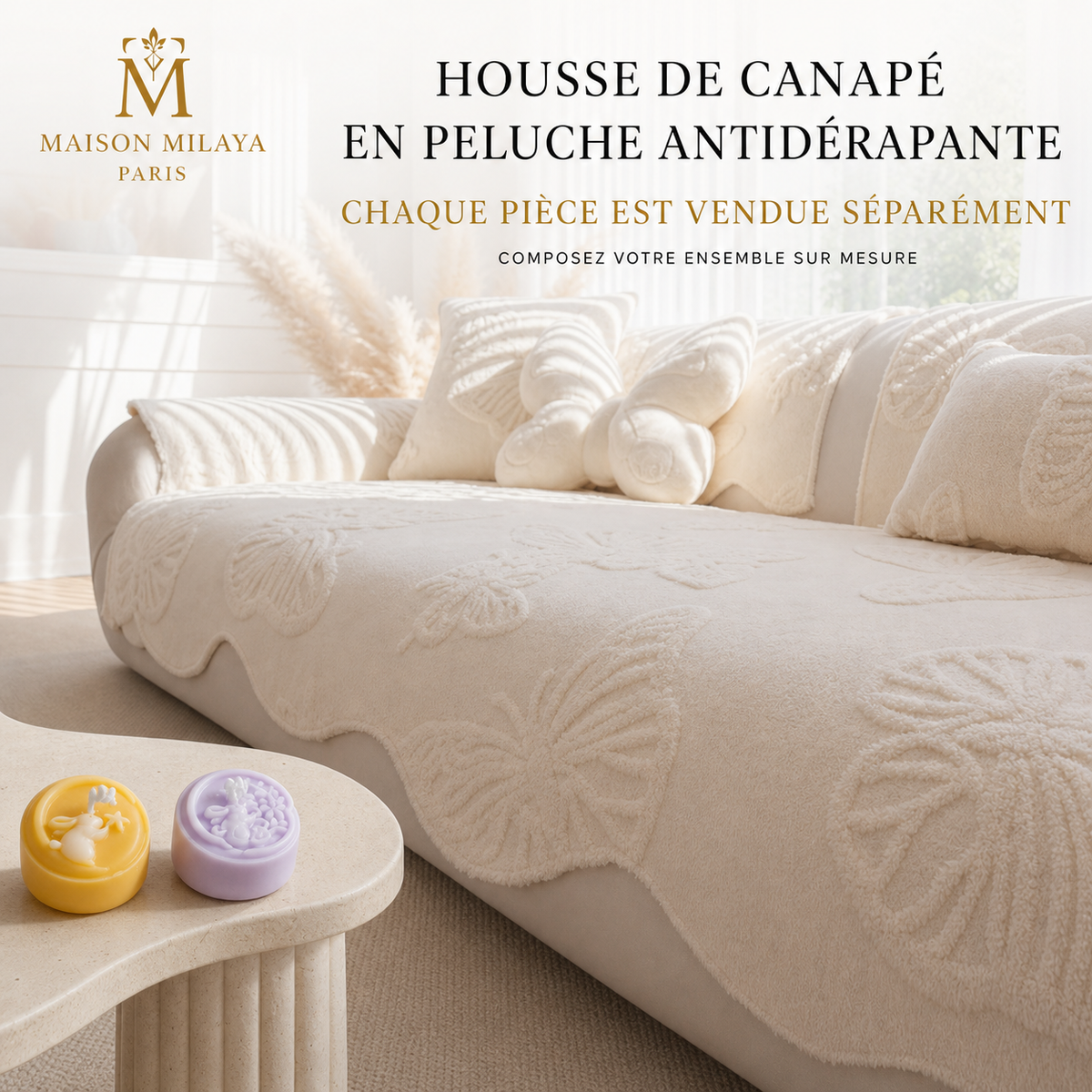 Housses de Coussin Cocooning Maison Milaya dans un salon élégant