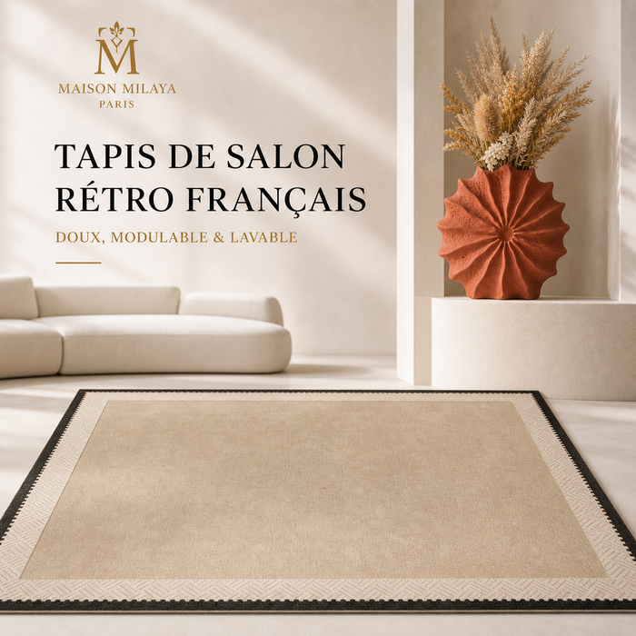 Tapis de Salon Rétro Français Lavable – Maison Milaya — vue principale