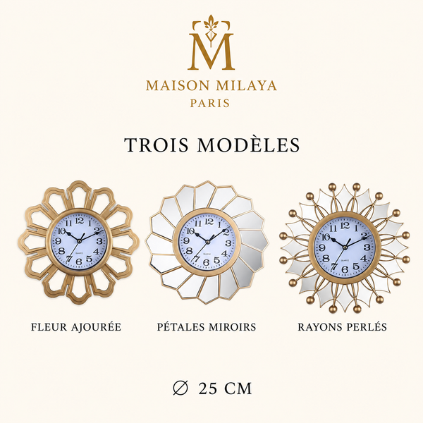 Horloge Murale Rétro à Miroirs 25 cm – Maison Milaya — variantes disponibles