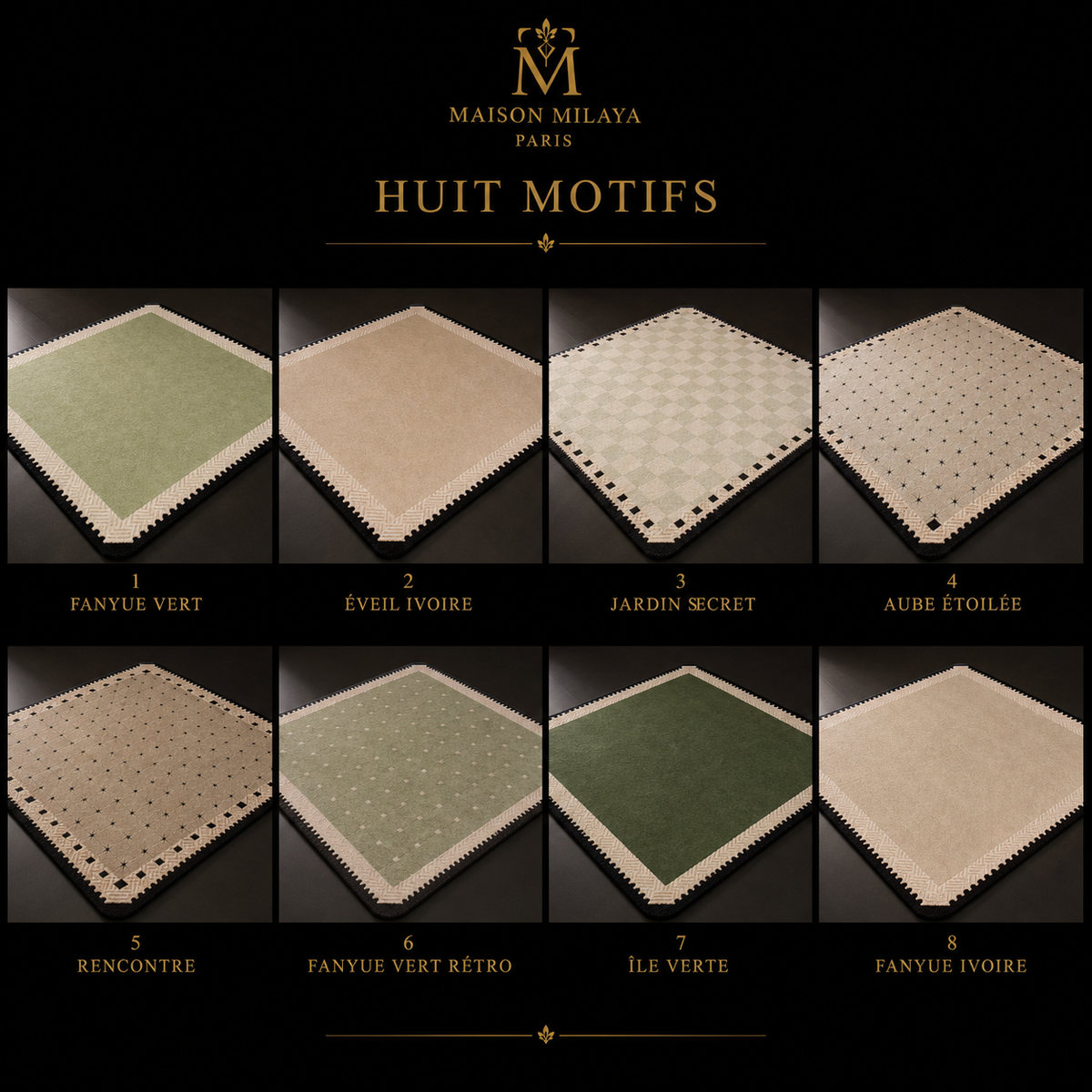 Tapis de Salon Rétro Français Lavable – Maison Milaya — variantes disponibles