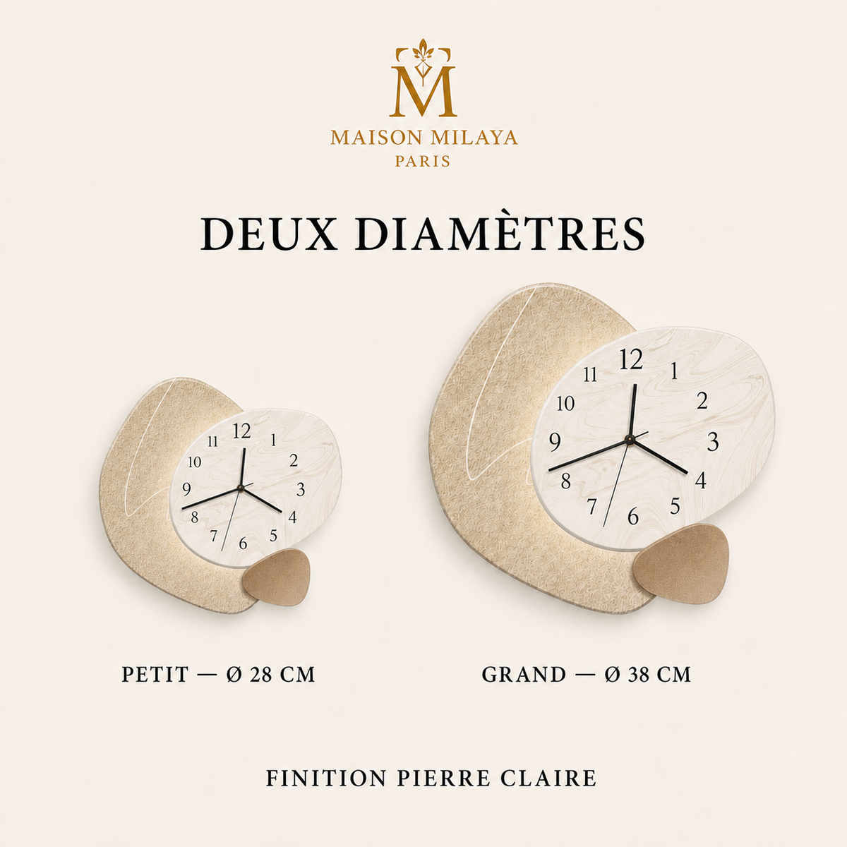 Horloge Murale Organique Silencieuse – Maison Milaya — tailles