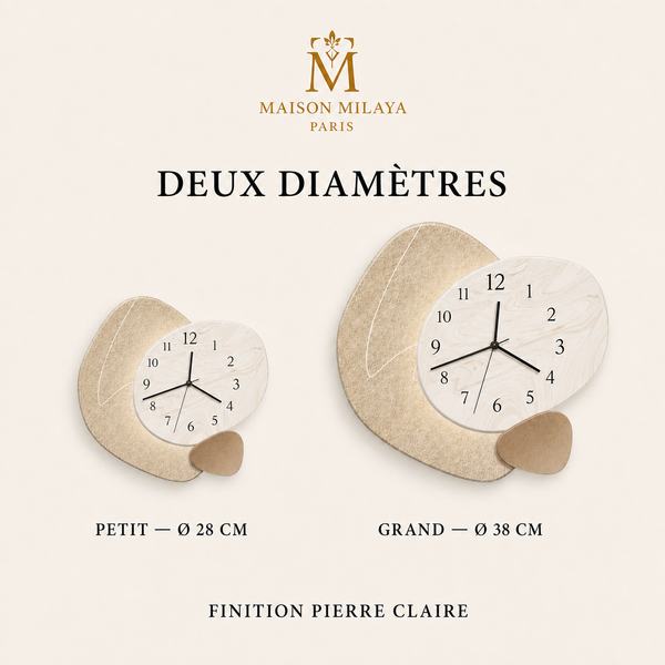 Horloge Murale Organique Silencieuse – Maison Milaya — tailles