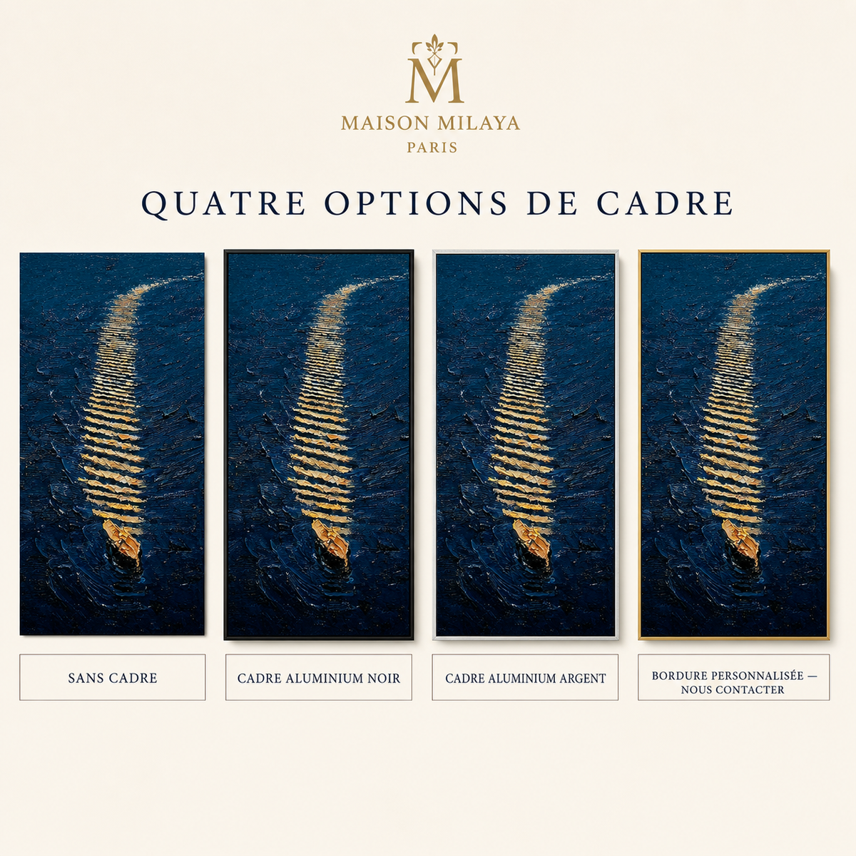 Tableau Peint à la Main « Vent et Vagues » – Maison Milaya — dimensions et formats