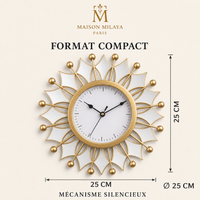 Horloge Murale Rétro à Miroirs 25 cm – Maison Milaya — dimensions et formats