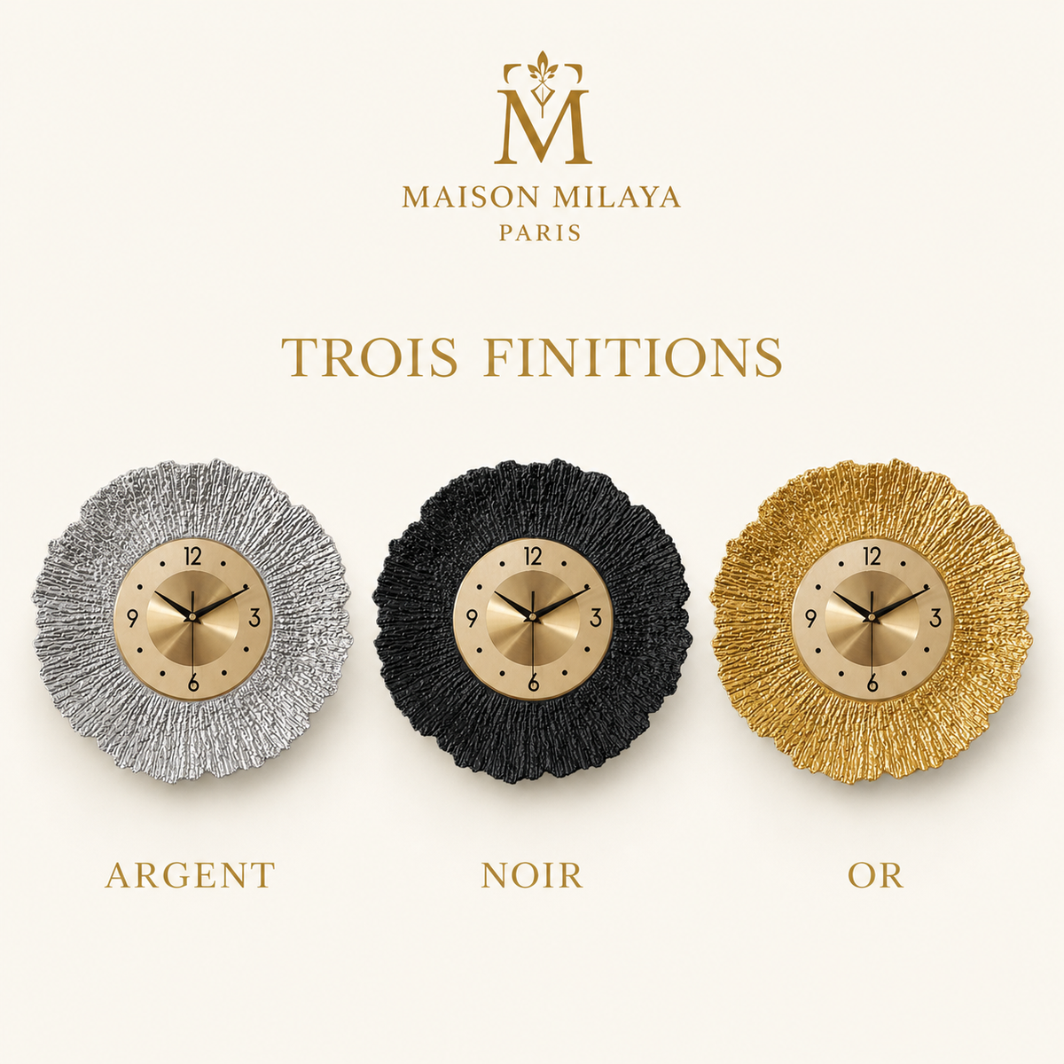 Horloge Murale Ronde ou Octogonale – Maison Milaya — dimensions et formats