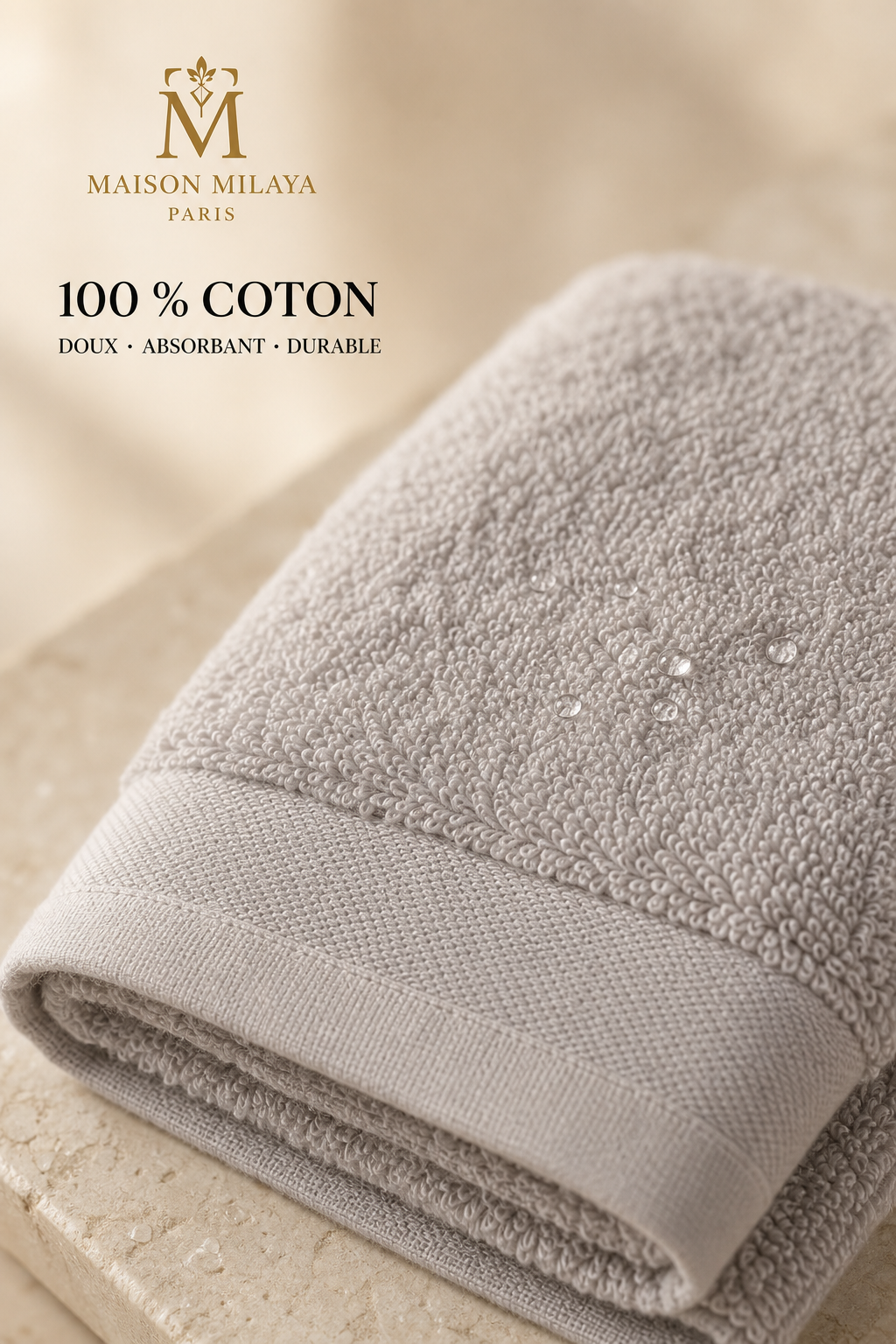 Gros plan sur le coton doux et absorbant du coffret cadeau bain