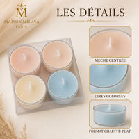 Coffret de 4 Bougies Chauffe-Plat Parfumées – Maison Milaya — détails du produit