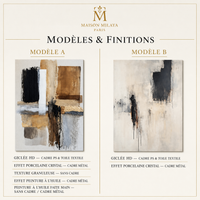 Tableau Abstrait Beige & Noir – Élégance Contemporaine – Maison Milaya — détails du produit