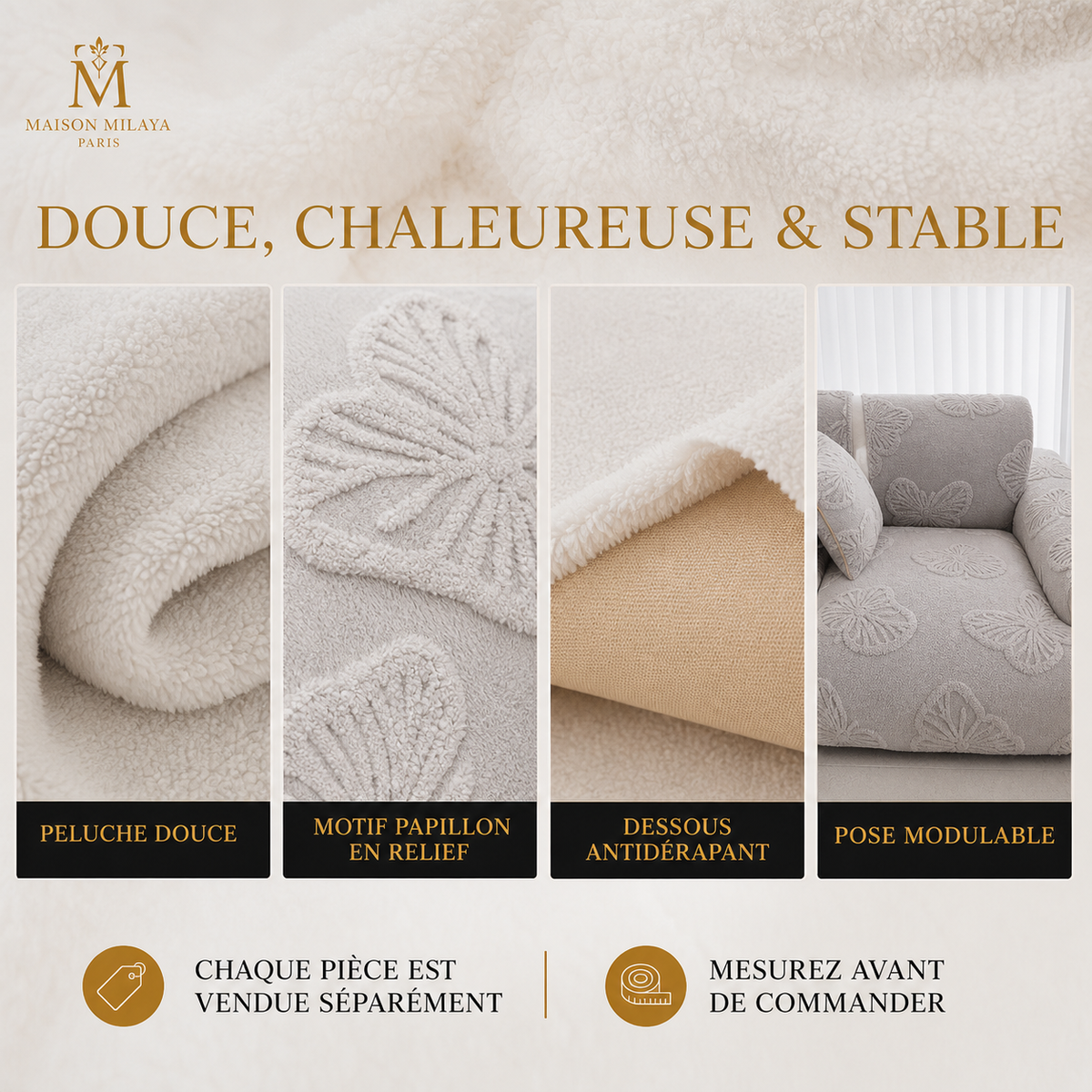 Détail de la texture cocooning et mise en scène Maison Milaya