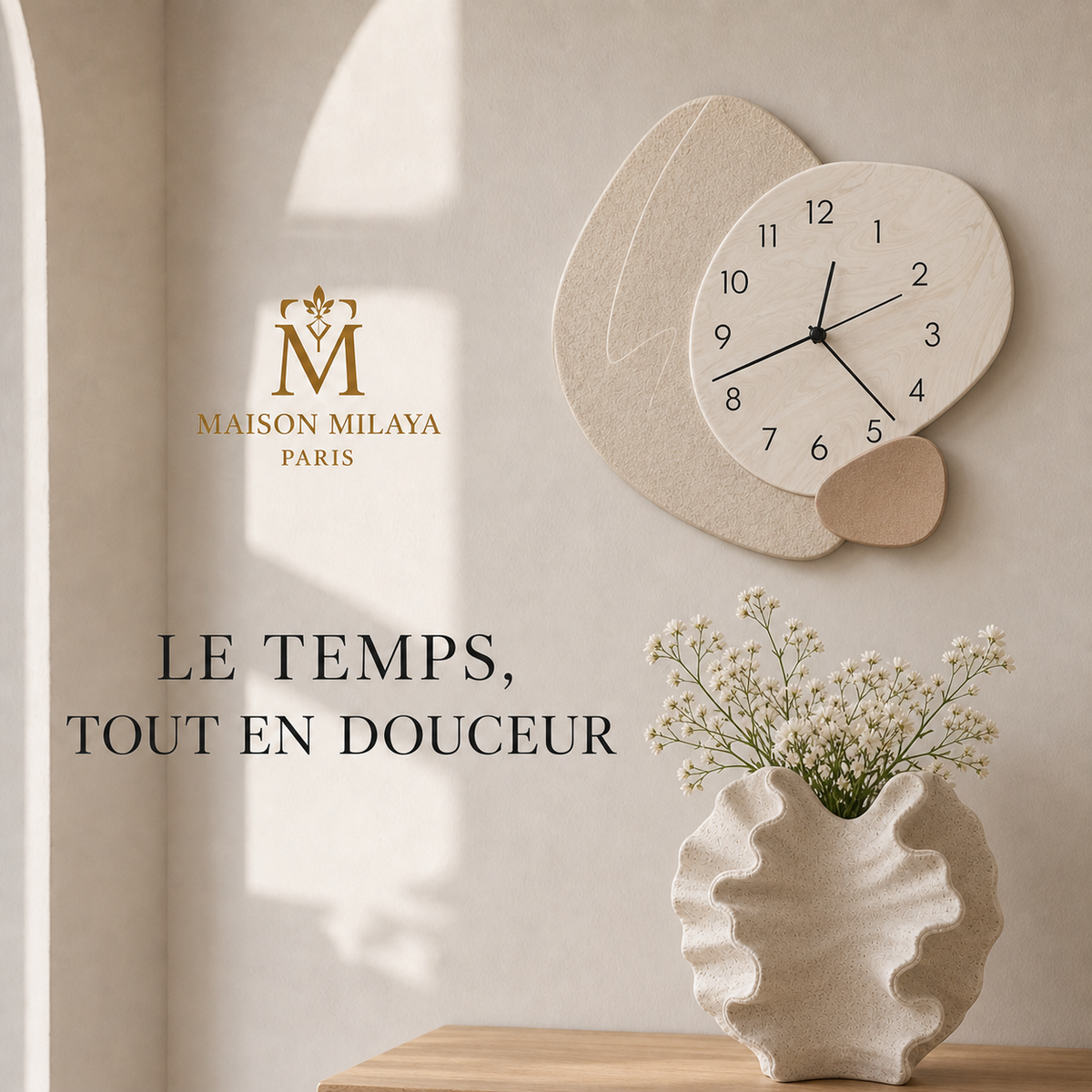 Horloge Murale Organique Silencieuse – Maison Milaya — lifestyle