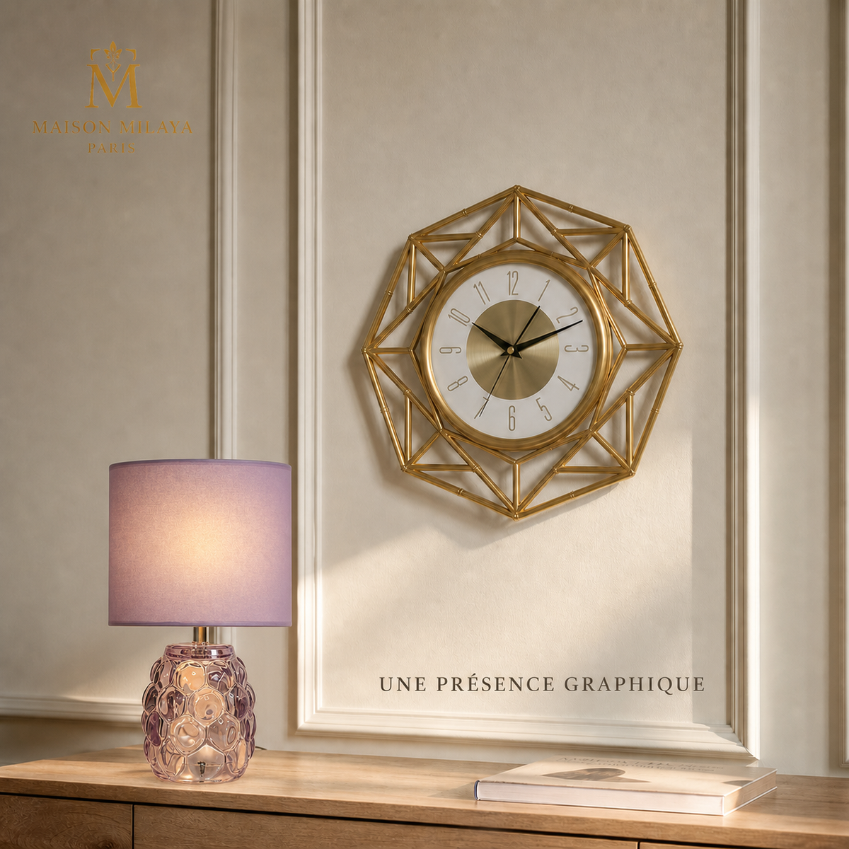 Horloge Murale Géométrique 33 cm – Maison Milaya — lifestyle lampe maison milaya