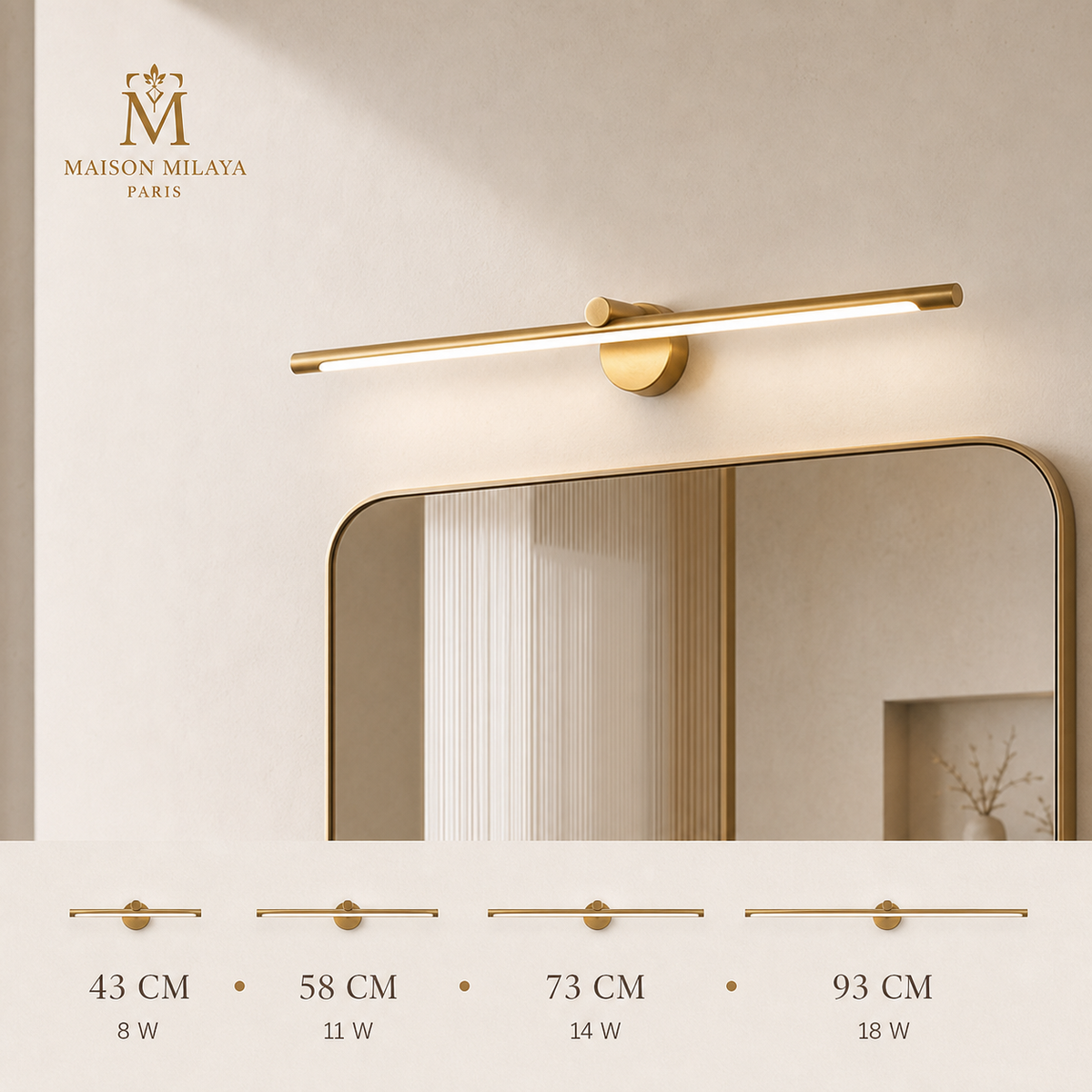 Applique LED pour Miroir à Détecteur – visuel 3 – Maison Milaya Paris
