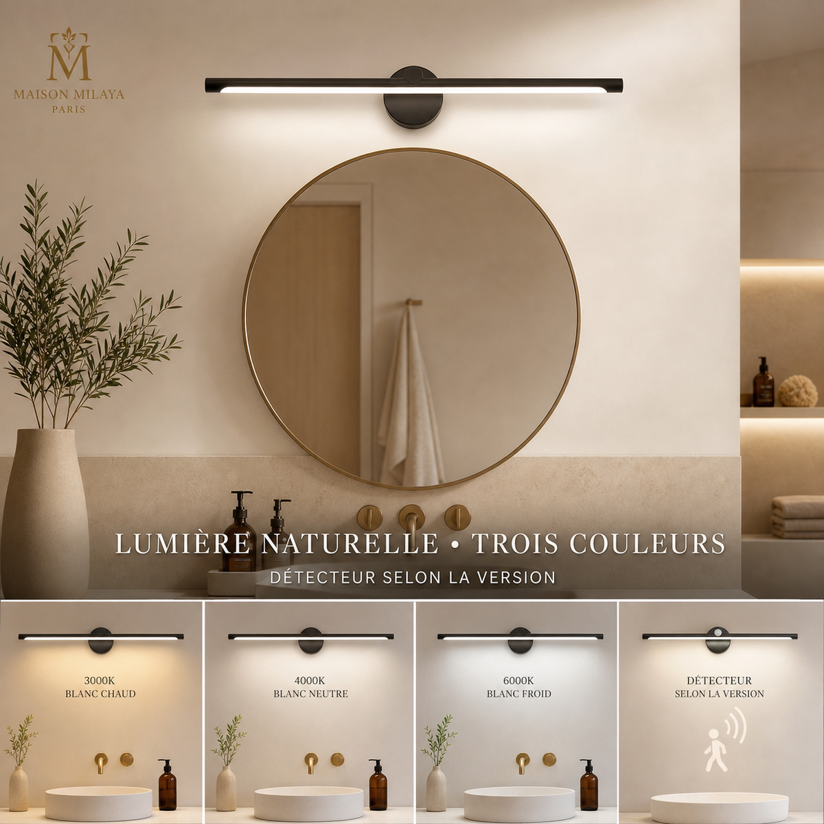 Applique LED pour Miroir à Détecteur – visuel 4 – Maison Milaya Paris