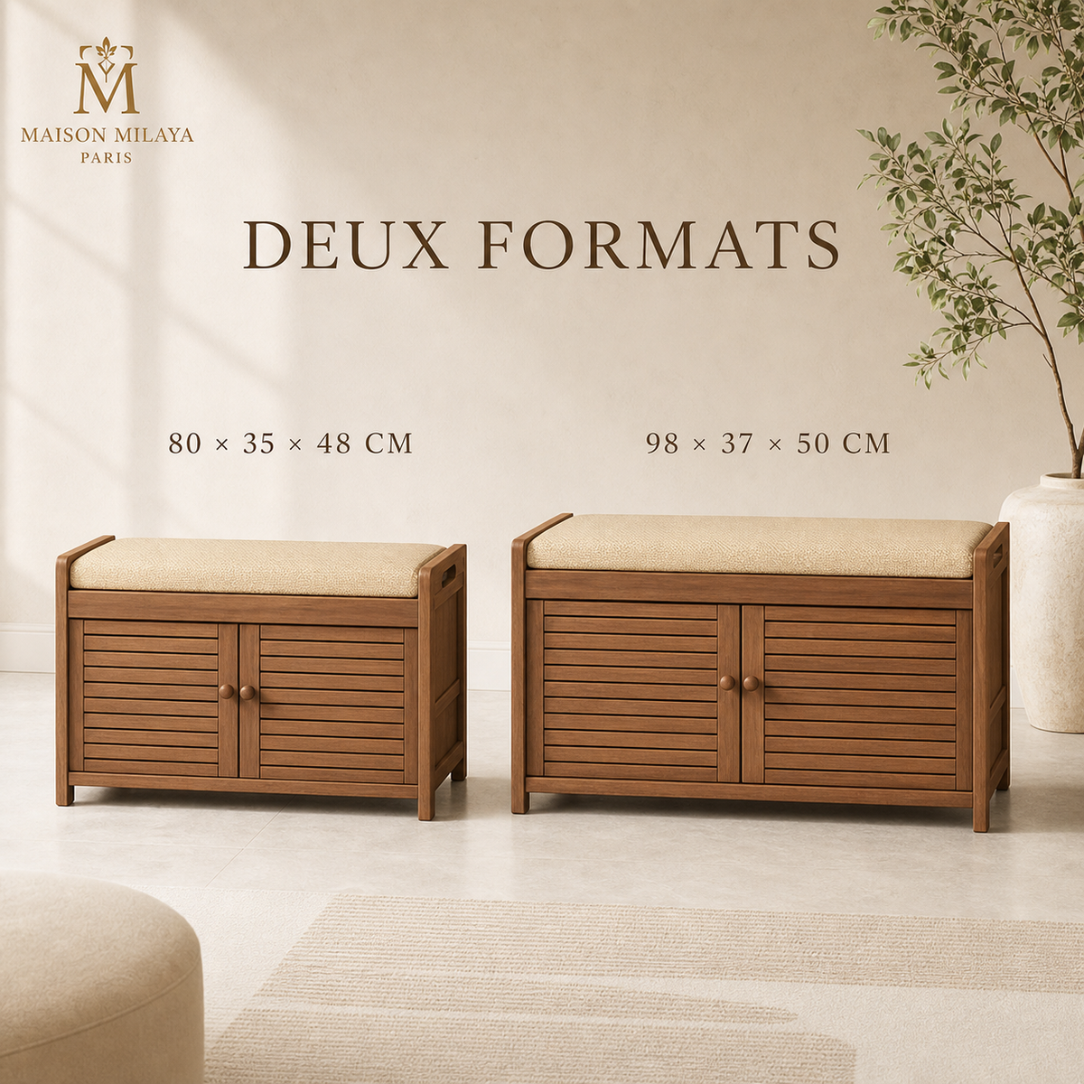 Banc à Chaussures en Bambou avec Assise – visuel 2 – Maison Milaya Paris