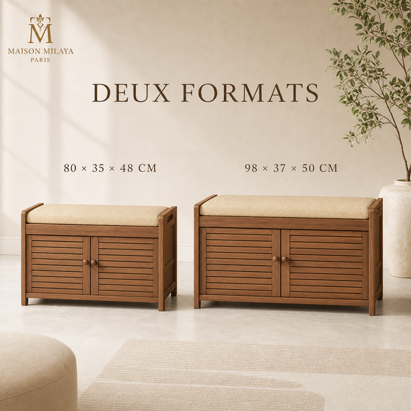 Banc à Chaussures en Bambou avec Assise – visuel 2 – Maison Milaya Paris