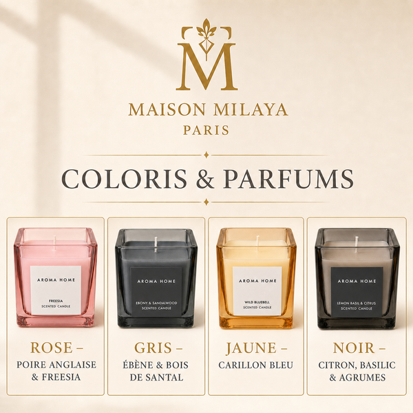 Bougie parfumée Maison Milaya Paris – quatre coloris et parfums