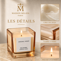 Bougie parfumée Maison Milaya Paris – cire de soja et verre carré