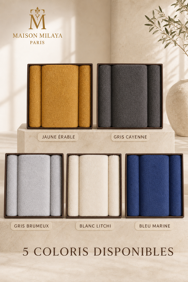 Cinq coloris du coffret cadeau de trois serviettes en coton