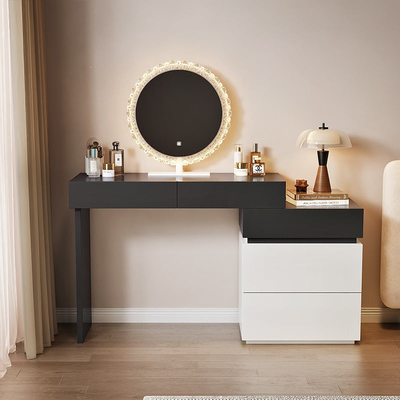 Tocador modular negro de 80 cm con espejo y sin taburete