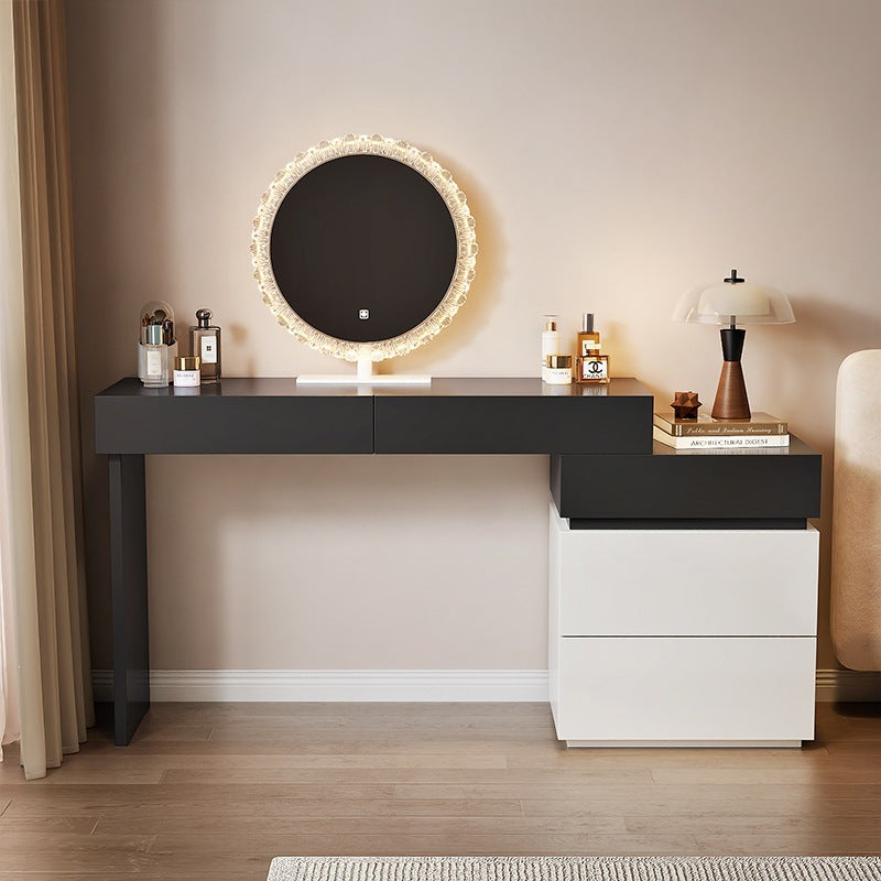 Tocador modular negro de 120 cm con espejo y sin taburete