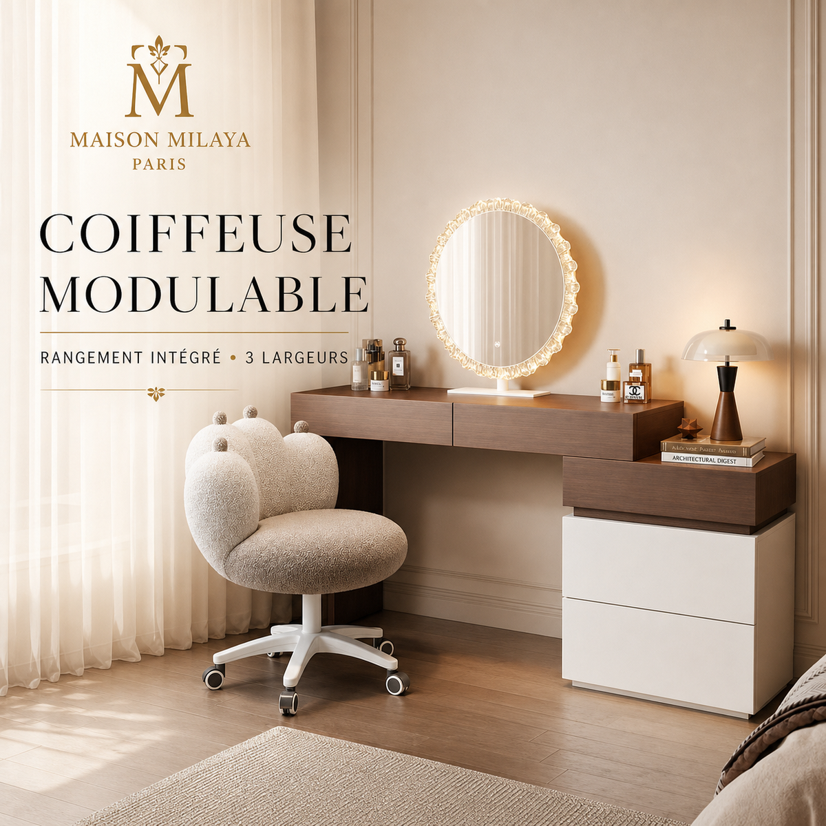 Coiffeuse Modulable avec Rangement – visuel 1 – Maison Milaya Paris