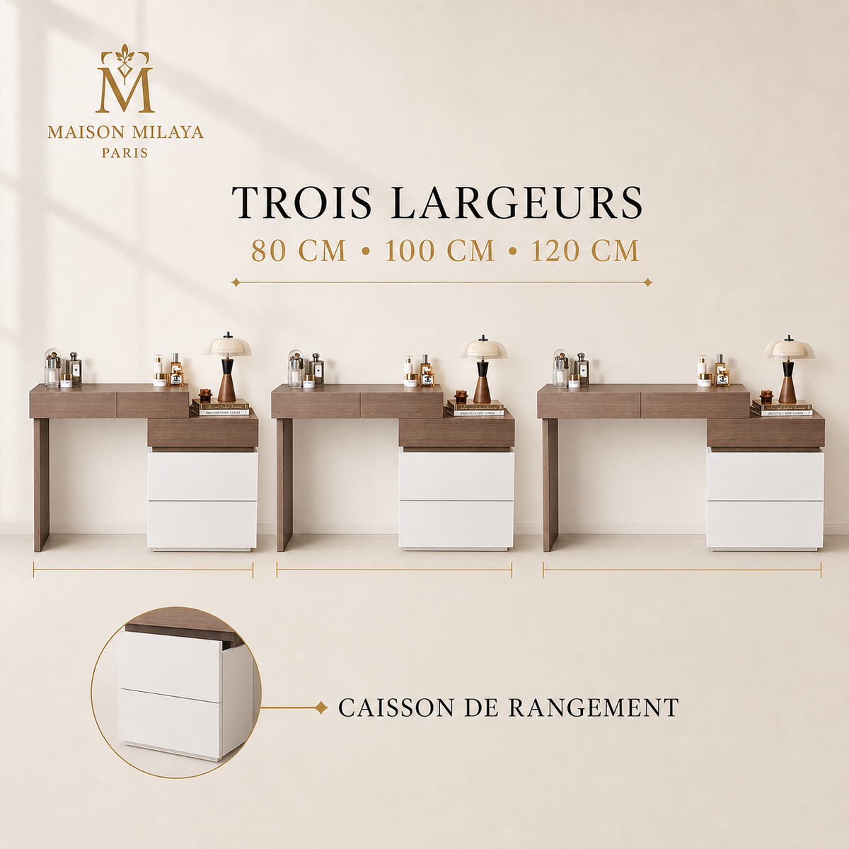 Coiffeuse Modulable avec Rangement – visuel 3 – Maison Milaya Paris