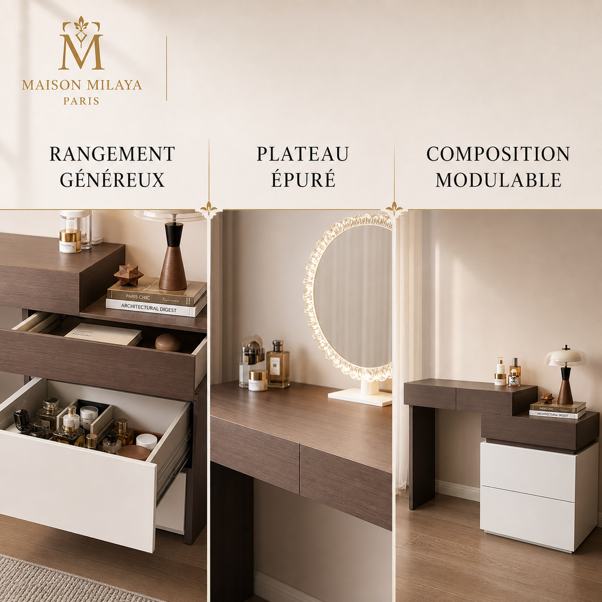 Coiffeuse Modulable avec Rangement – visuel 4 – Maison Milaya Paris