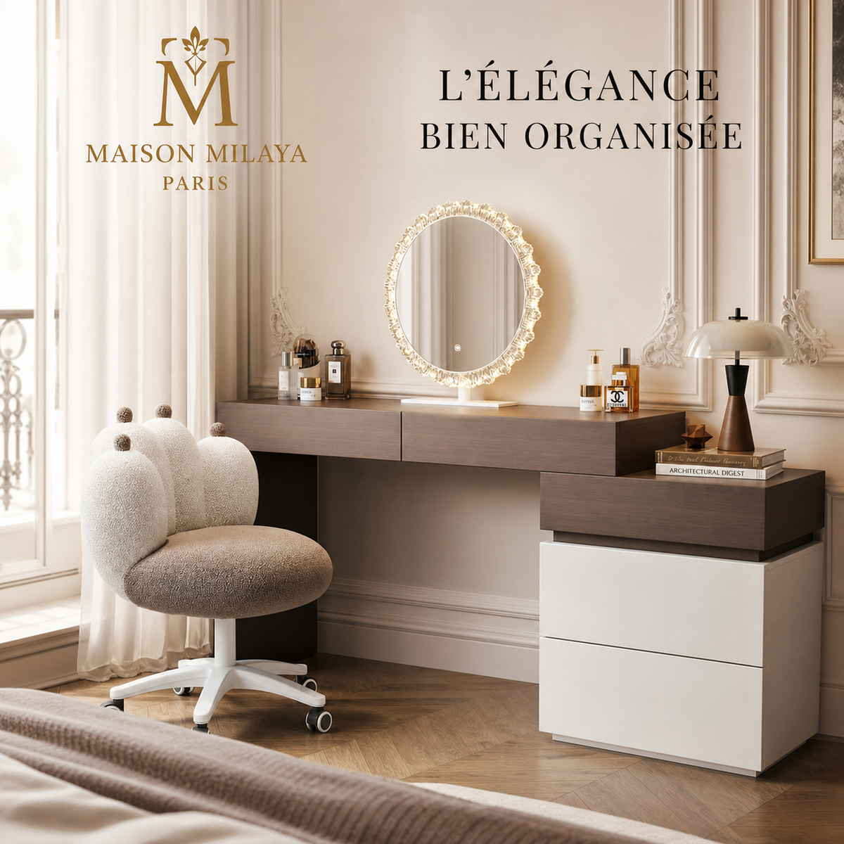 Coiffeuse Modulable avec Rangement – visuel 5 – Maison Milaya Paris