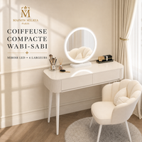 Coiffeuse compacte avec miroir LED et rangements – Maison Milaya Paris