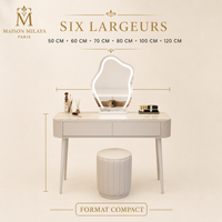 Largeurs disponibles de la coiffeuse compacte avec rangements – Maison Milaya Paris