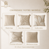 Guide des cinq modèles de coussins texturés 45 × 45 cm avec rembourrage inclus