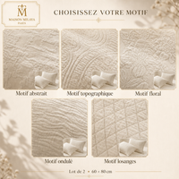 Guide rapproché des cinq motifs des housses d’oreiller en gaze de coton 60 × 80 cm