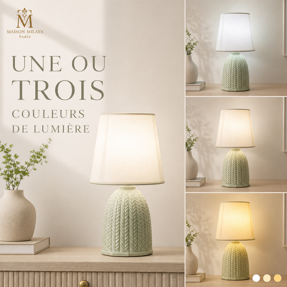 Lampe de Chevet en Céramique Scandinave – visuel 2 – Maison Milaya Paris
