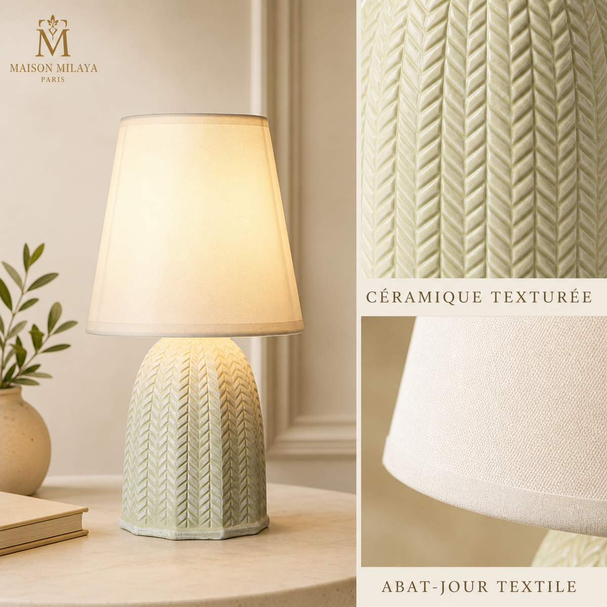 Lampe de Chevet en Céramique Scandinave – visuel 4 – Maison Milaya Paris