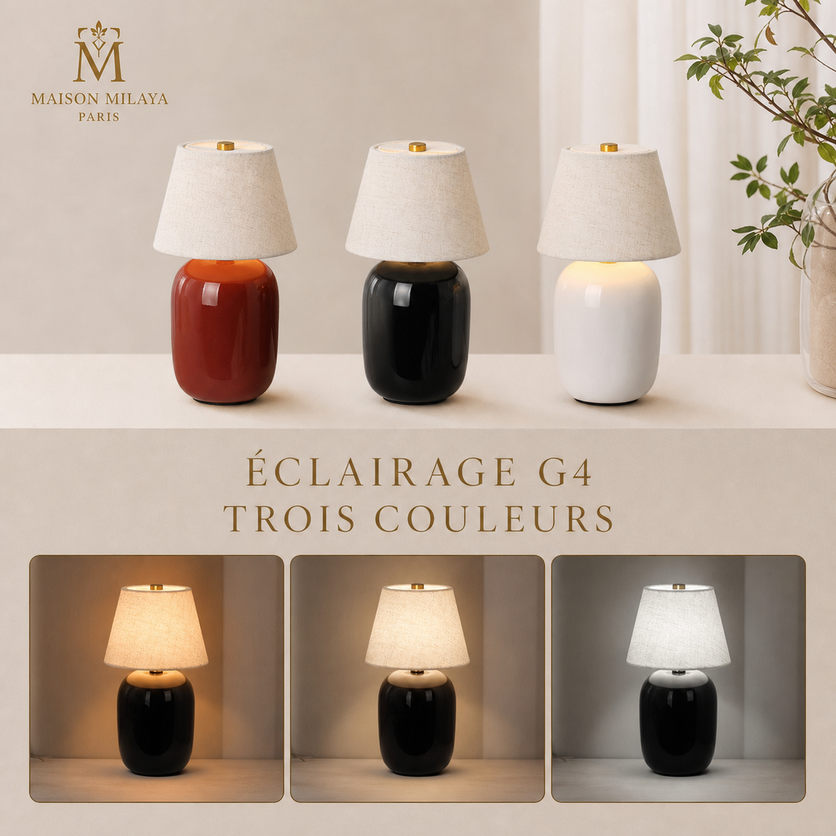 Lampe de Table en Céramique Rétro – visuel 3 – Maison Milaya Paris