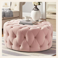 Puf redondo de terciopelo — Rosa | Maison Milaya
