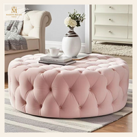 Puf redondo de terciopelo — Rosa | Maison Milaya
