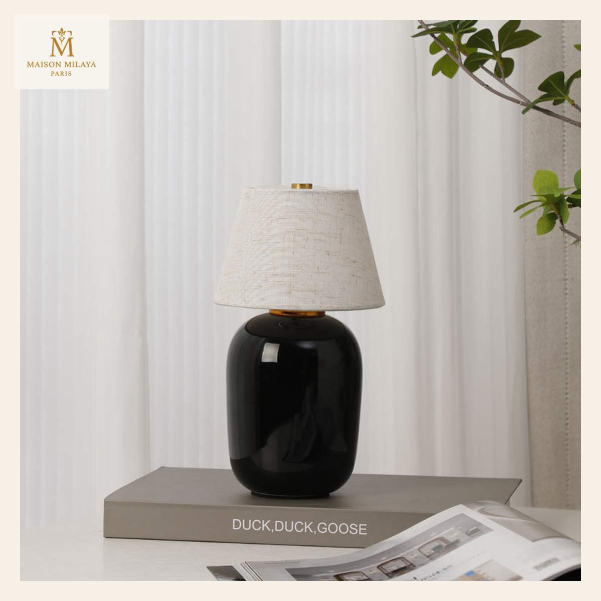 Lampada da tavolo in ceramica retrò — Nero | Maison Milaya