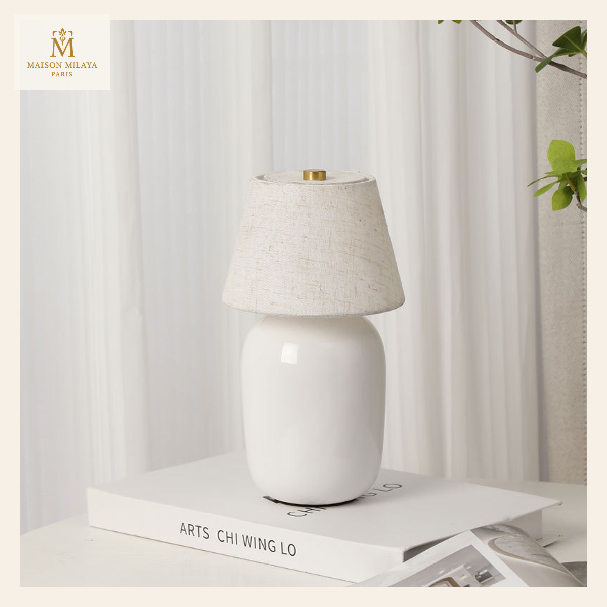 Lampada da tavolo in ceramica retrò — Bianco | Maison Milaya