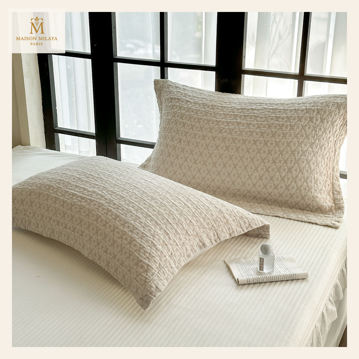 Federe in garza di cotone – set di 2 — Rombi | Maison Milaya