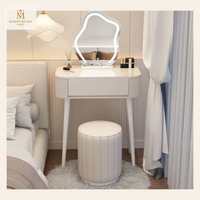 Tocador compacto con espejo LED y almacenamiento — Blanco – 50 cm, Blanco – 60 cm, Blanco – 70 cm | Maison Milaya