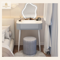 Tocador compacto con espejo LED y almacenamiento — Gris – 50 cm, Gris – 60 cm, Gris – 70 cm | Maison Milaya
