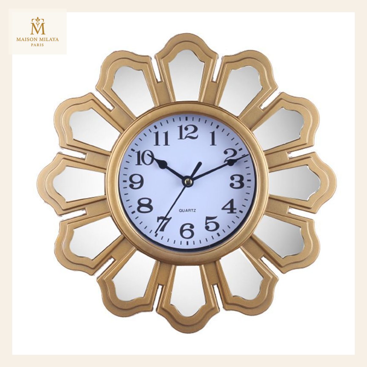 Orologio da parete retrò con specchi da 25 cm — Ø 25 cm | Maison Milaya