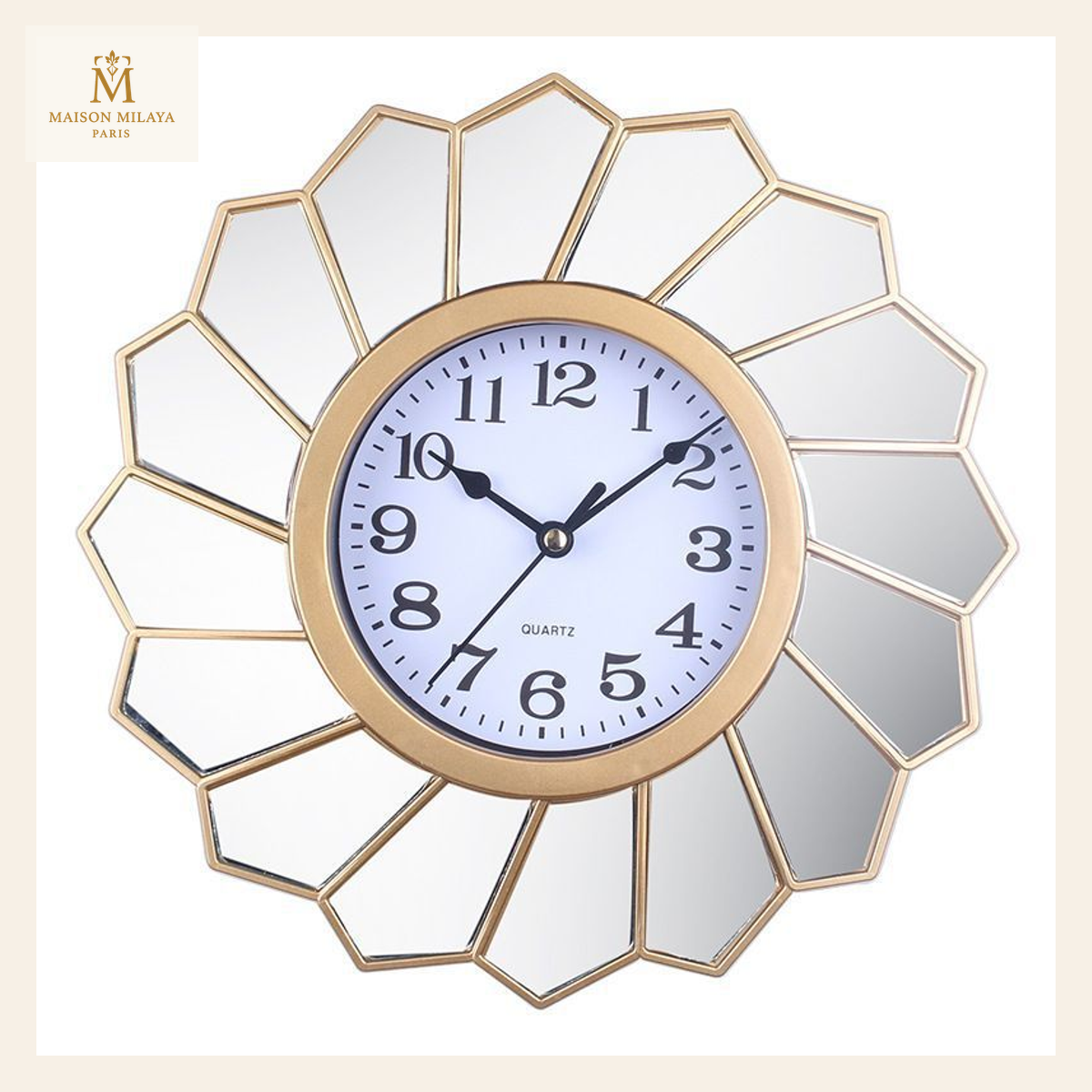 Orologio da parete retrò con specchi da 25 cm — Ø 25 cm | Maison Milaya