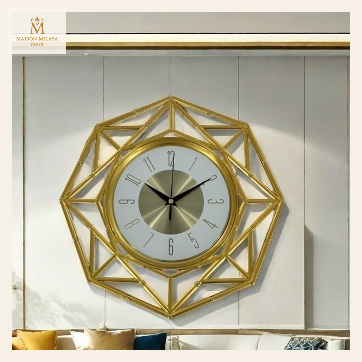 Horloge Murale Géométrique 33 cm — Or | Maison Milaya
