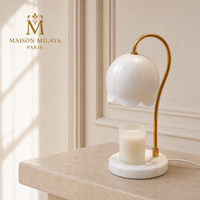 Lampe chauffe-bougie Muguet avec base effet marbre Maison Milaya Paris