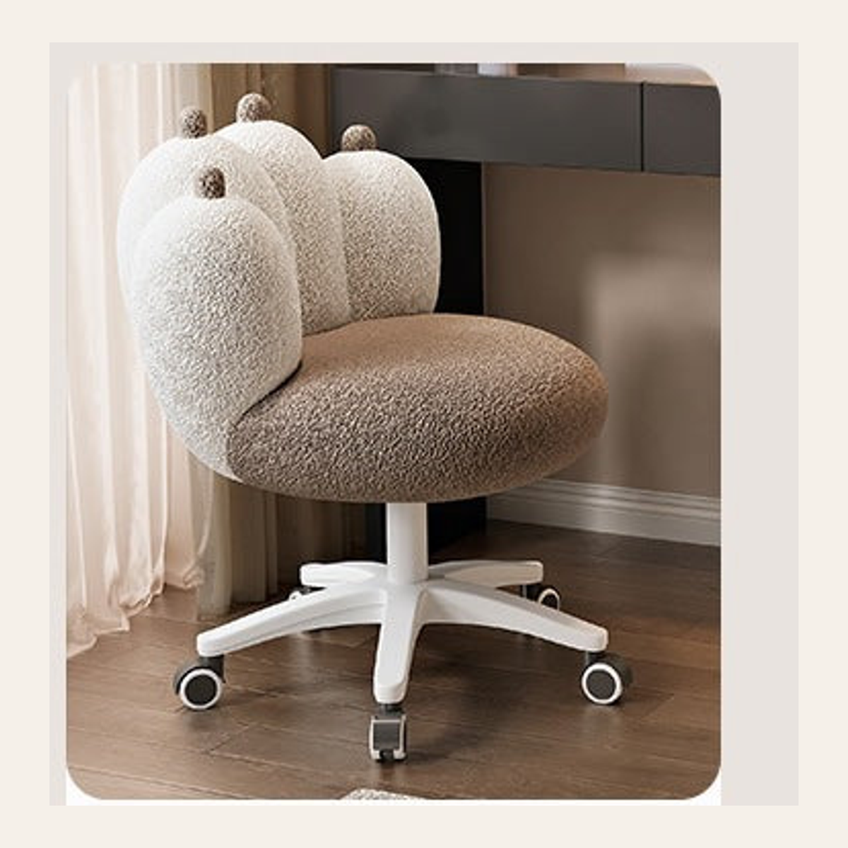 Sillón texturizado con ruedas vendido por separado para el tocador modular